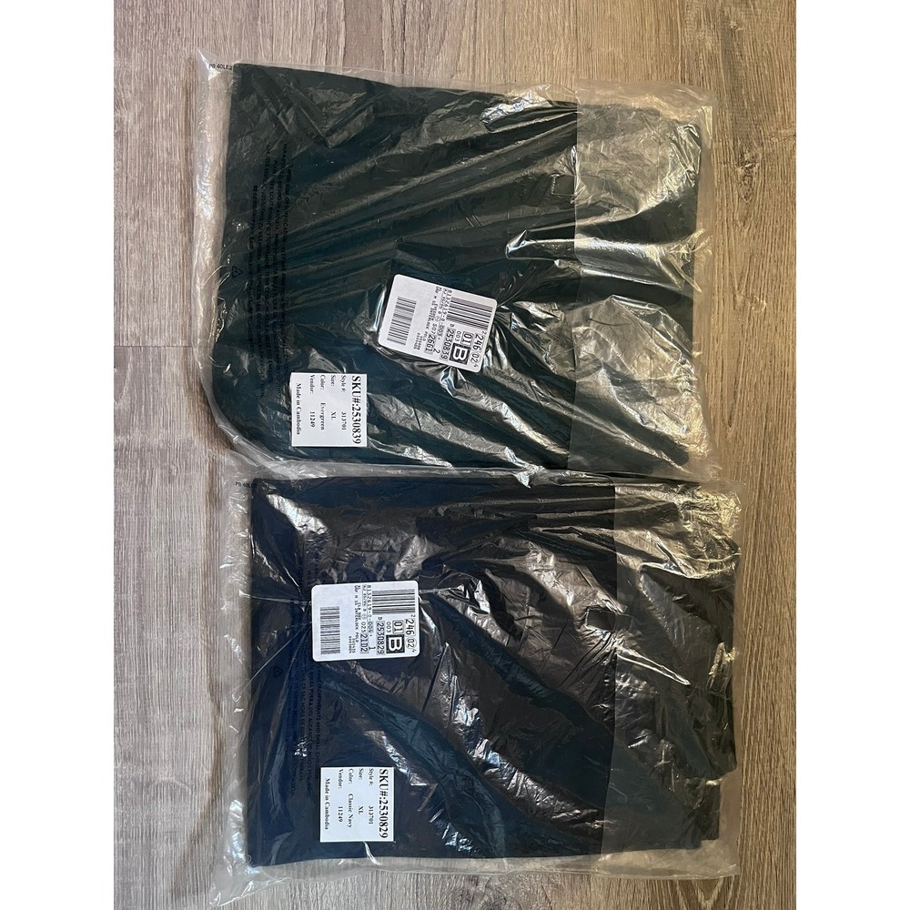 (2) Lands End Mens Super-T Short Sleeve Polo Shirt 2 Pack Evergreen Navy XL
